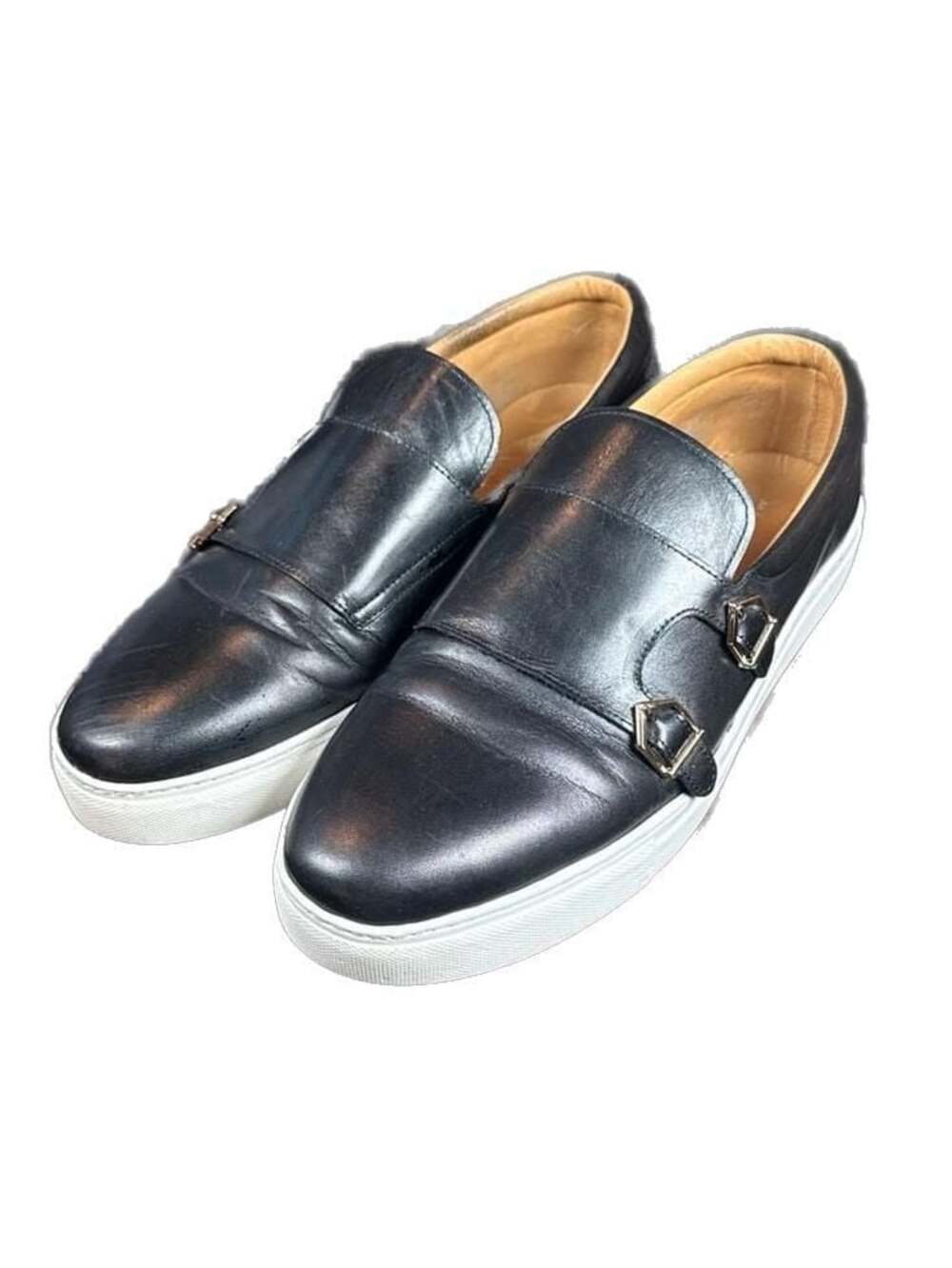 Marc Nolan Black Double Monk Strap Leather Sneakers, Kyler Size 11